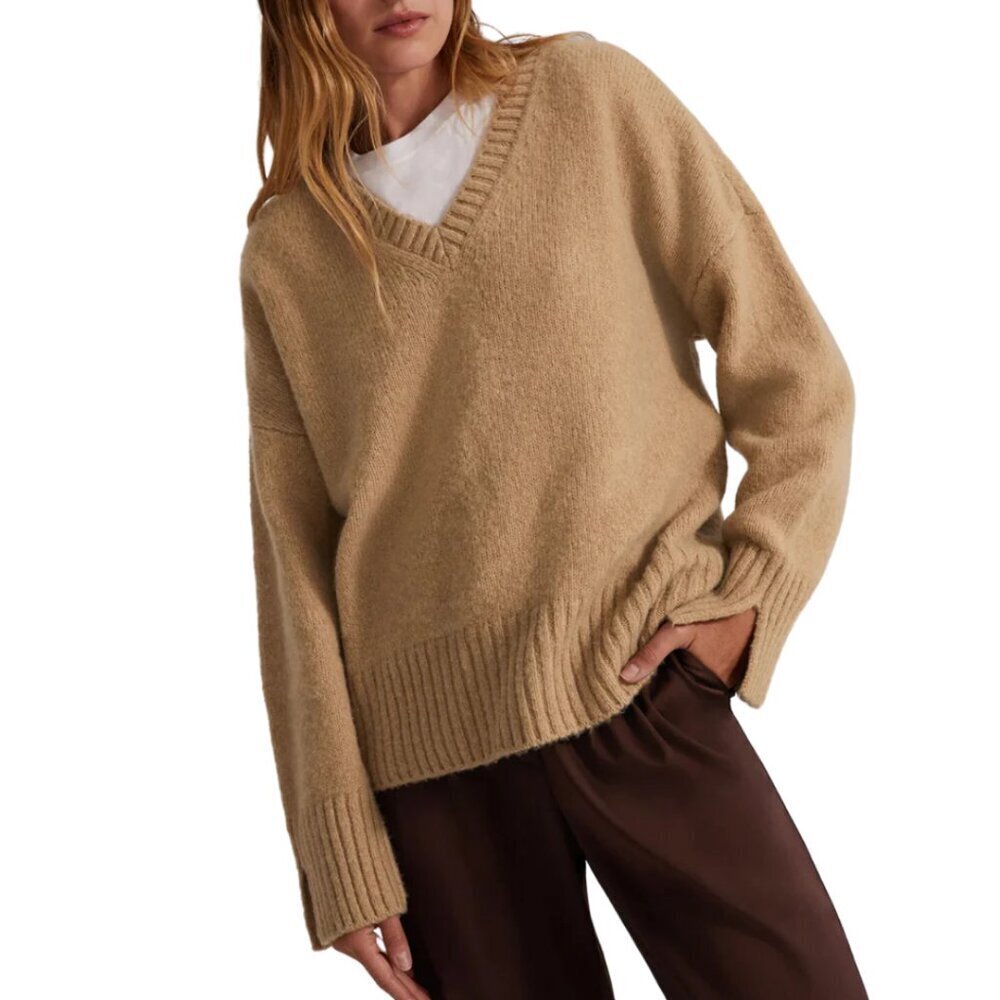 Favorite Daughter The William Sweater Wool Cashmere Women's Large Almond NWOT